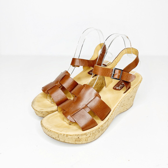 Korks by Kork Ease Brie Sandals Brown Leather Wedge Heel womens 9 - Picture 1 of 7